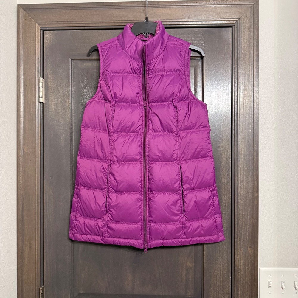 J Jill Down Puffer Vest Purple Zip‎ Pockets Women's Size Small